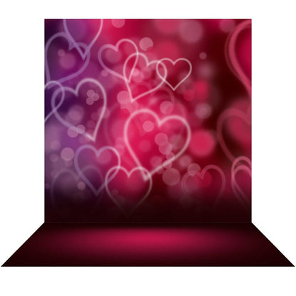 Valentine's Day Red Floating Hearts Photography Backdrop - Basic 8  x 16  