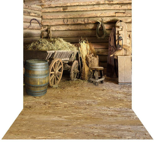 Rustic Barn Country Western Photo Backdrop - Basic 8  x 16  