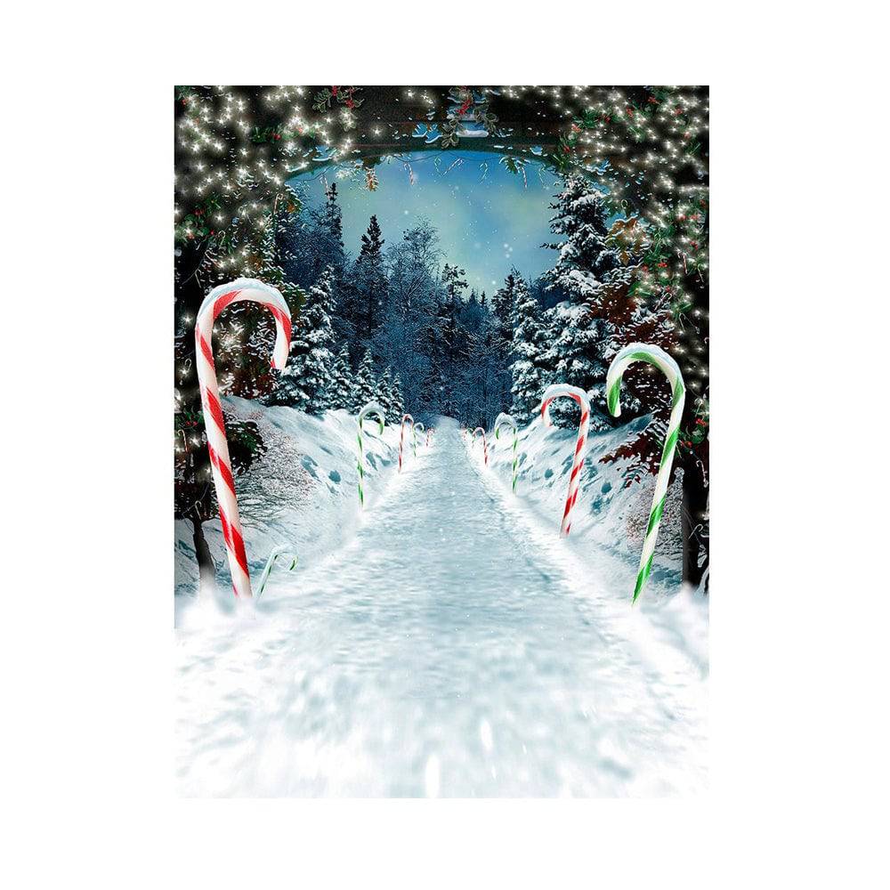 Snow Peppermint Lane Christmas Photo Backdrop - Basic 5.5  x 6.5  