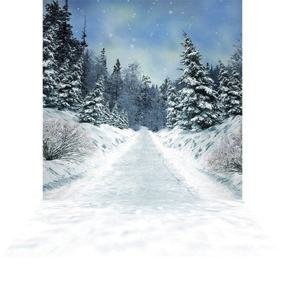 Snowy White Winter Photo Backdrop - Basic 8  x 16  