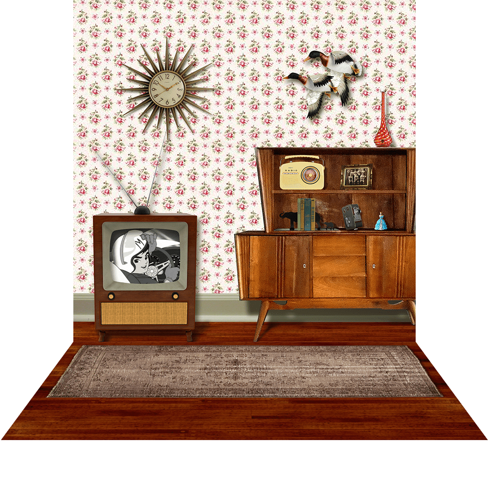 50's Living Room Photo Backdrop - Basic 8  x 16  