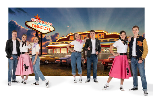 50s Diner, Retro, Wide Fabric Backdrop