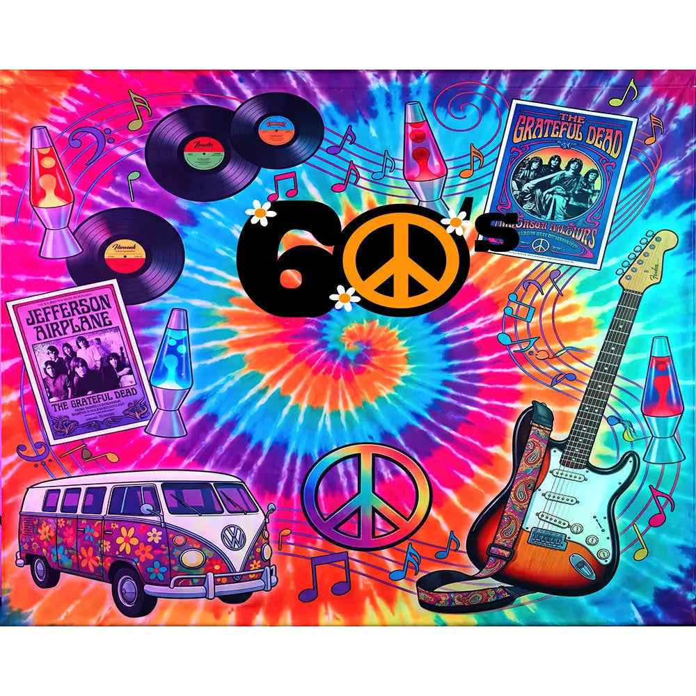 60s Retro Backdrop: Disco Birthday Party Fabric Background Alba Backgrounds