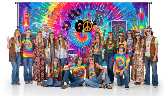 60s Hippy, Retro, Wide Fabric Backdrop