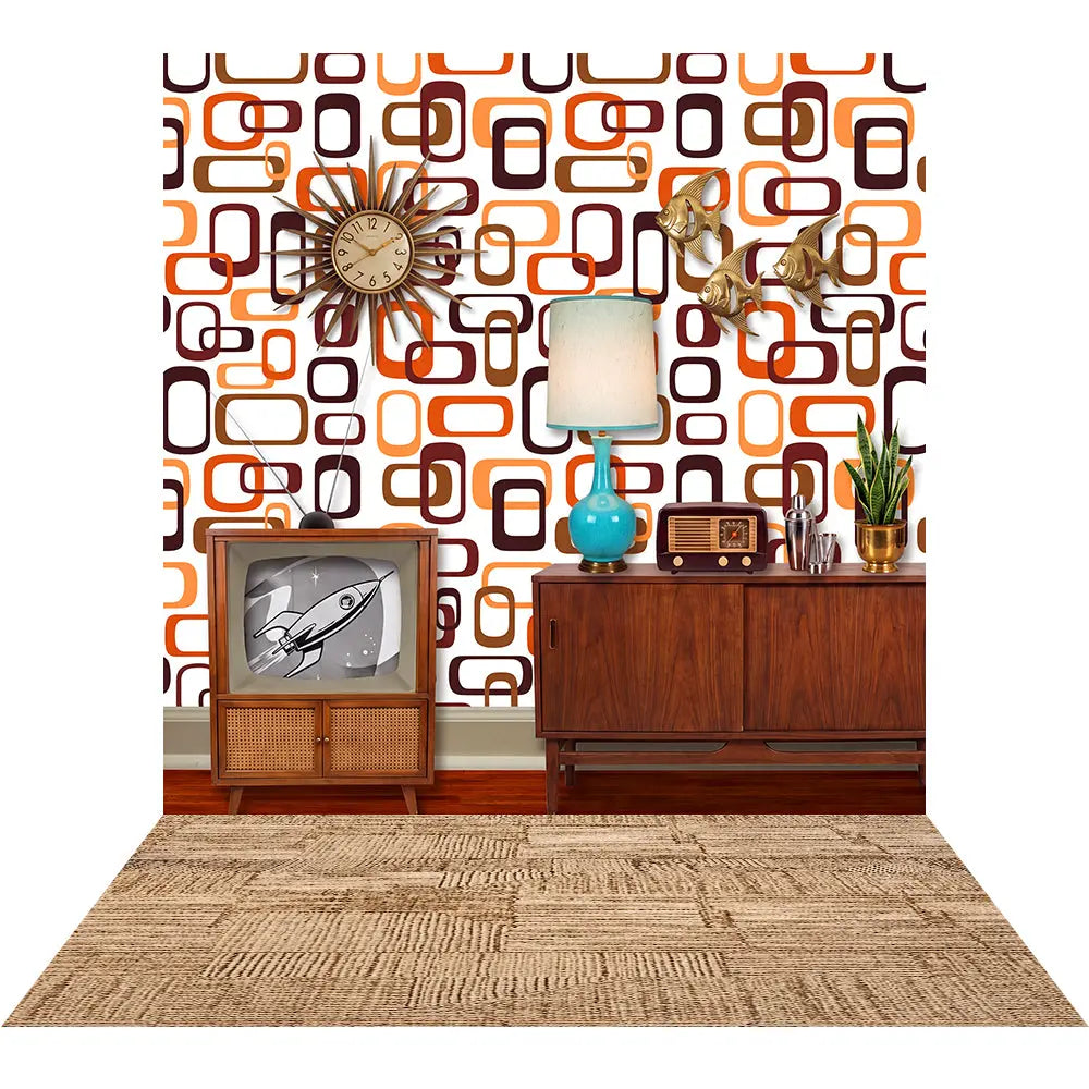60s Home Decor Backdrop: Retro Birthday Party Fabric Background Alba Backgrounds