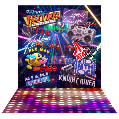 80s Retro Backdrop: Disco Birthday Party Fabric Background Alba Backgrounds