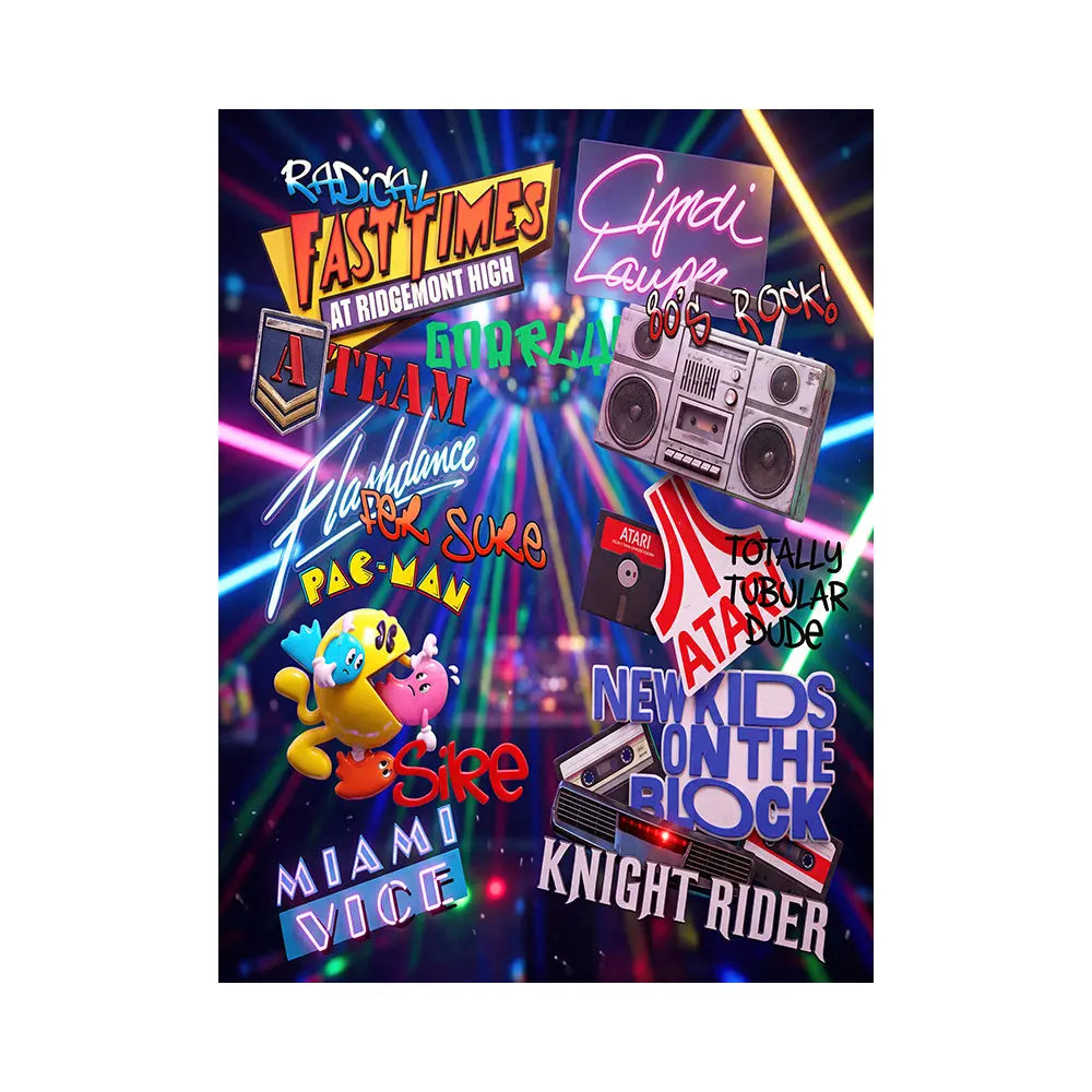 80s Retro Backdrop: Disco Birthday Party Fabric Background Alba Backgrounds
