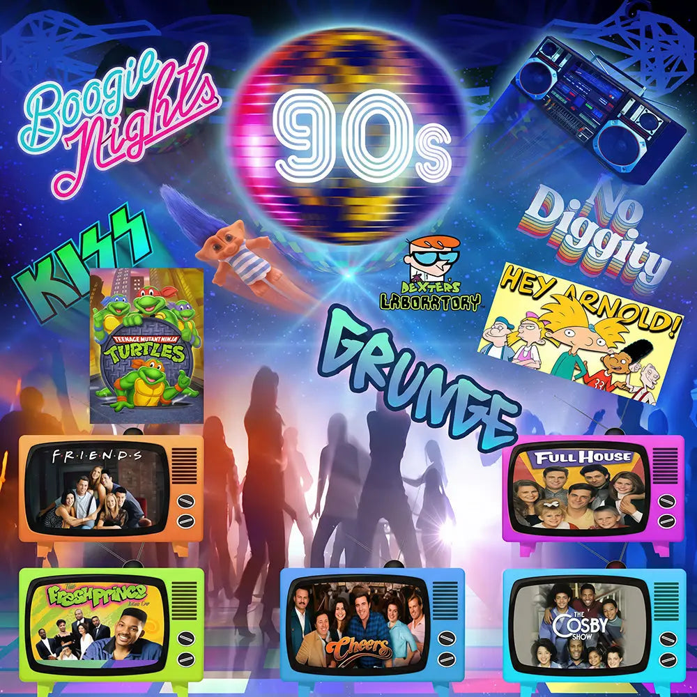 90s Retro Backdrop: Disco Birthday Party Fabric Background Alba Backgrounds