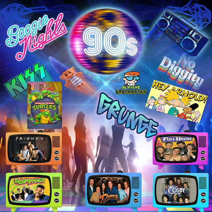 90s Retro Backdrop: Disco Birthday Party Fabric Background Alba Backgrounds