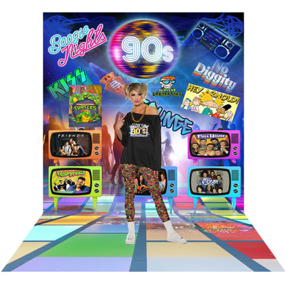 90s Retro Backdrop: Disco Birthday Party Fabric Background Alba Backgrounds