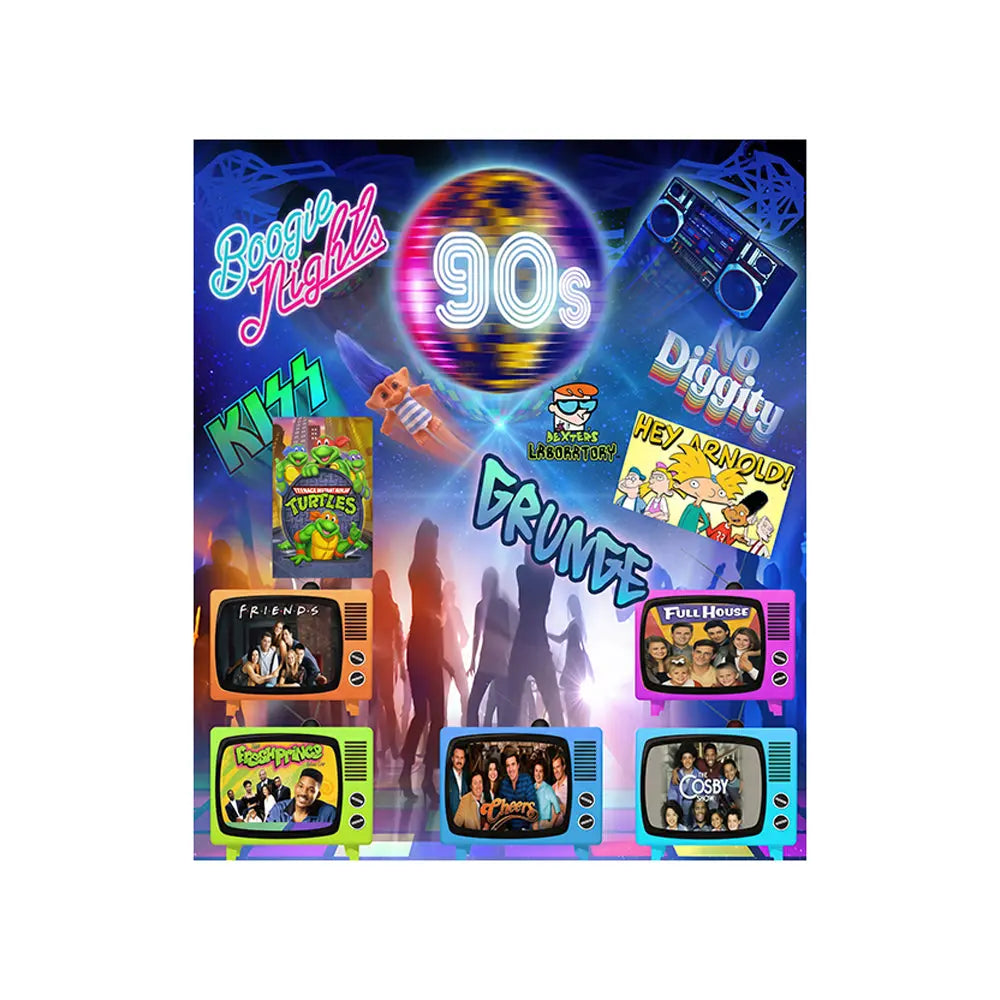 90s Retro Backdrop: Disco Birthday Party Fabric Background Alba Backgrounds