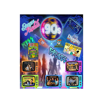 90s Retro Backdrop: Disco Birthday Party Fabric Background Alba Backgrounds