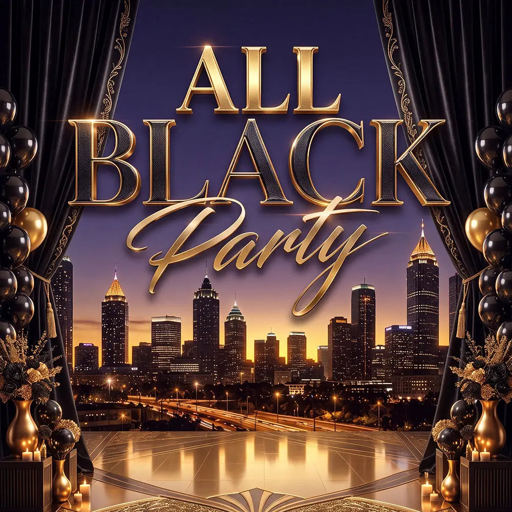 All Black Party Backdrop, Fabric Event Decor Alba Backgrounds