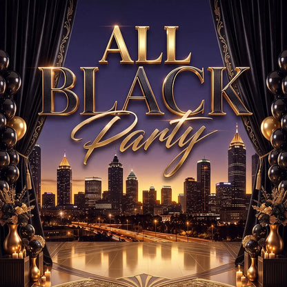 All Black Party Backdrop, Fabric Event Decor Alba Backgrounds