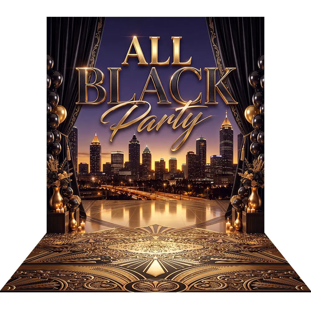 All Black Party Backdrop, Fabric Event Decor Alba Backgrounds