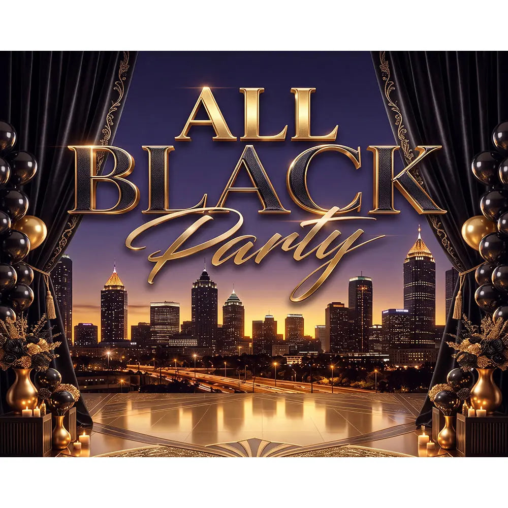 All Black Party Backdrop, Fabric Event Decor Alba Backgrounds