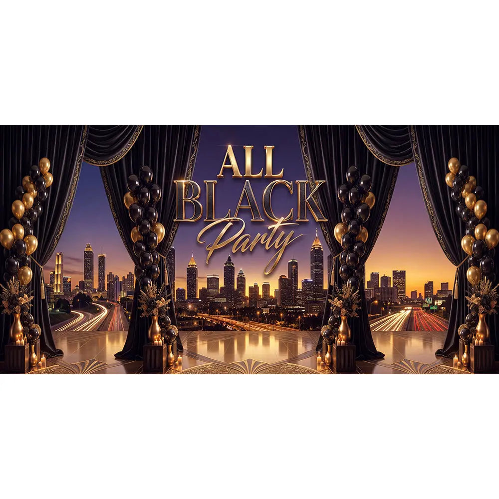 All Black Party Backdrop, Fabric Event Decor Alba Backgrounds