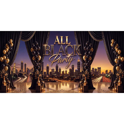 All Black Party Backdrop, Fabric Event Decor Alba Backgrounds