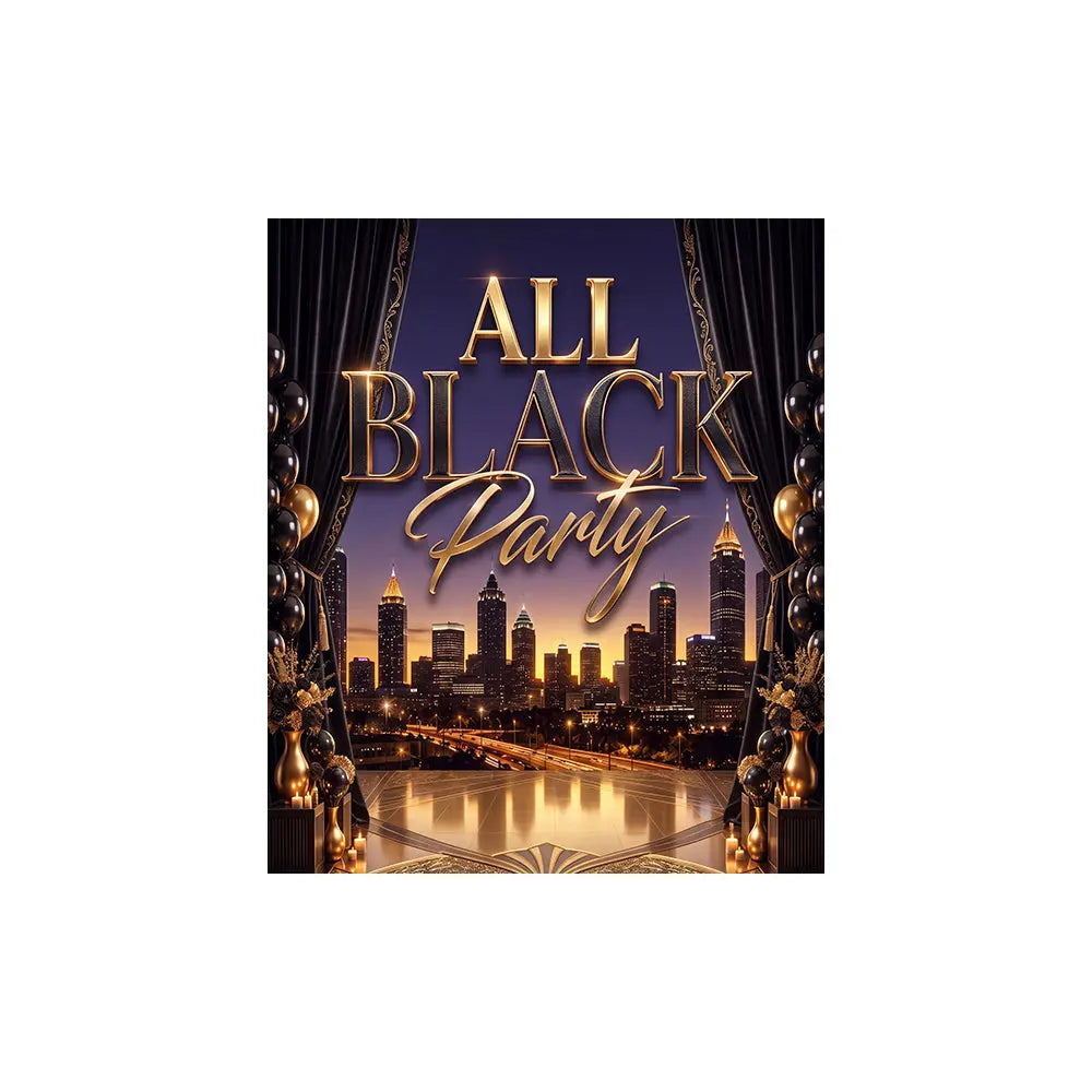 All Black Party Backdrop, Fabric Event Decor Alba Backgrounds