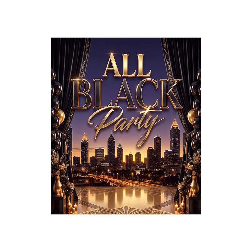 All Black Party Backdrop, Fabric Event Decor Alba Backgrounds