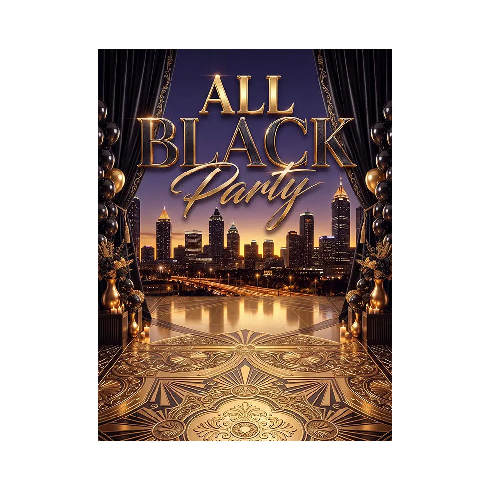 All Black Party Backdrop, Fabric Event Decor Alba Backgrounds