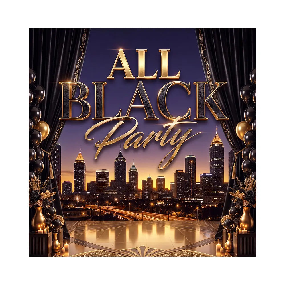 All Black Party Backdrop, Fabric Event Decor Alba Backgrounds