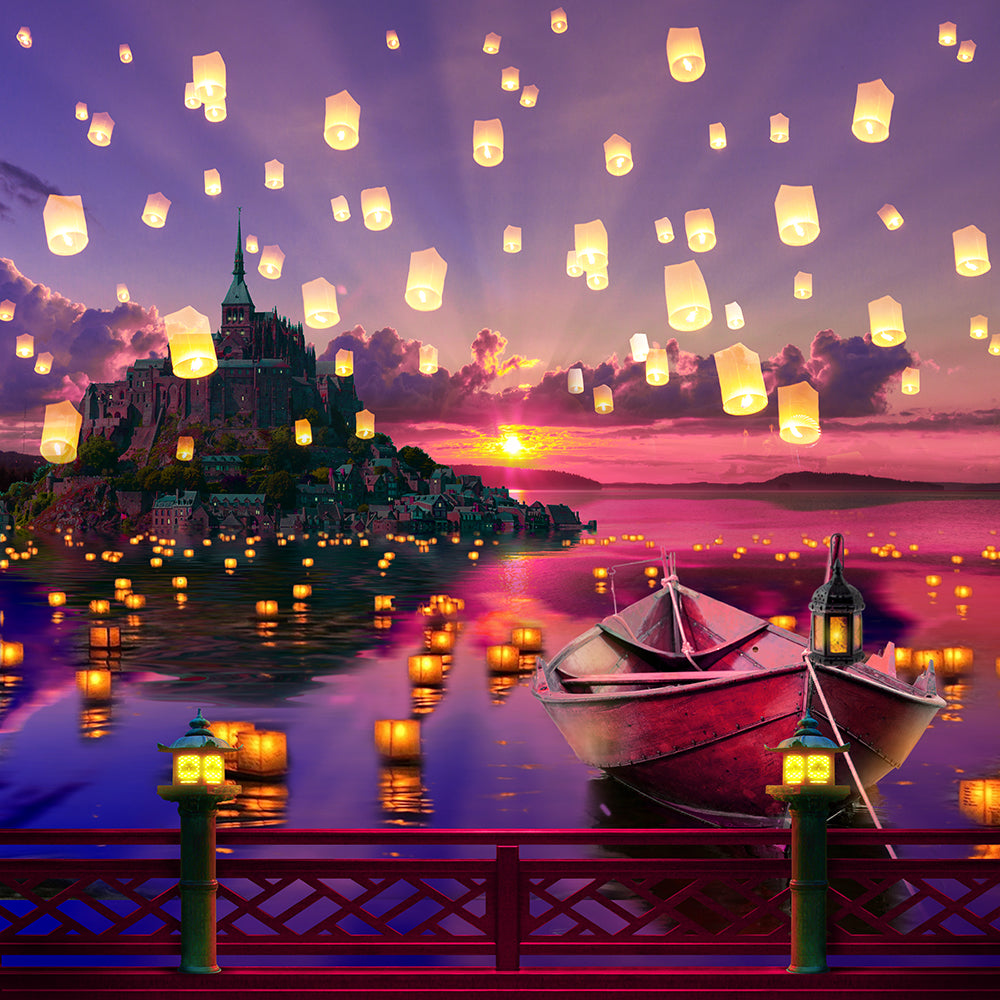 Floating Chinese Lanterns Photo Backdrop Basic 10x8