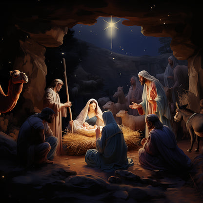 Nativity Scene Photo Backdrop Basic 10x8