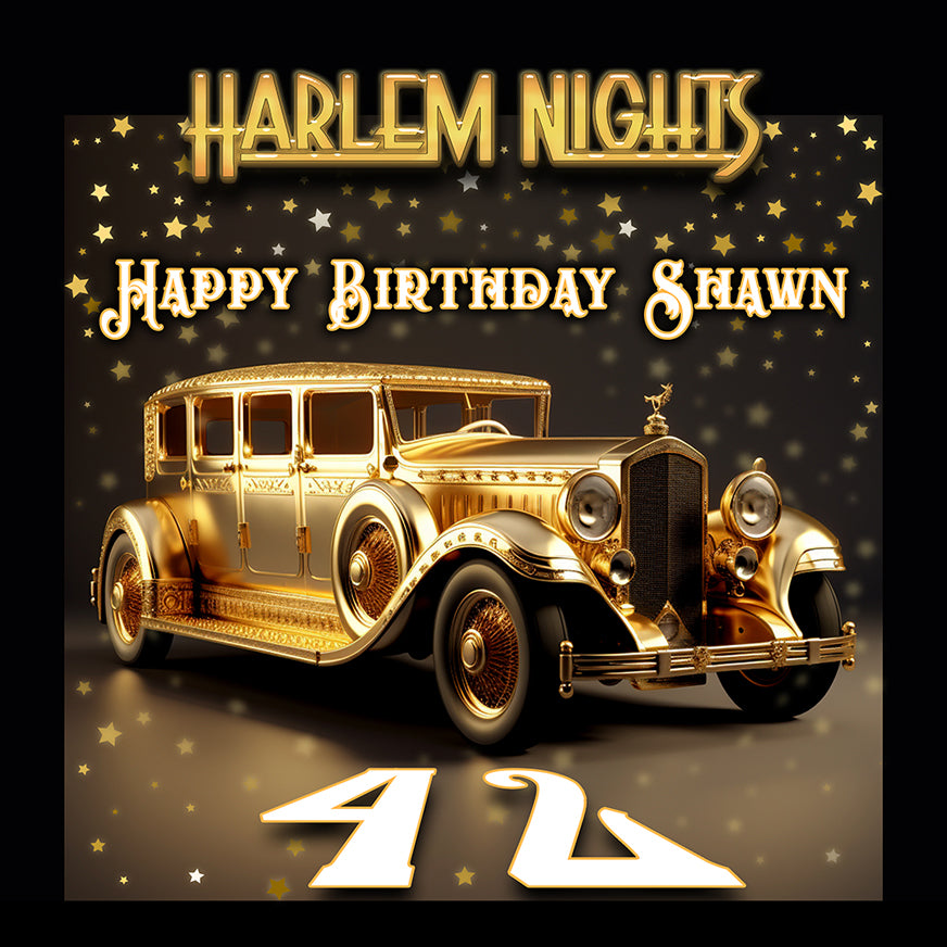 Harlem Nights Gold Vintage Car Birthday Backdrop