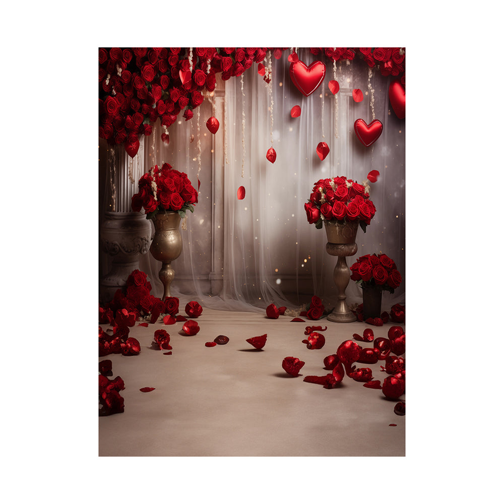 Valentine Romantic Roses Hearts Photography Background Basic 5.5 x 6.5