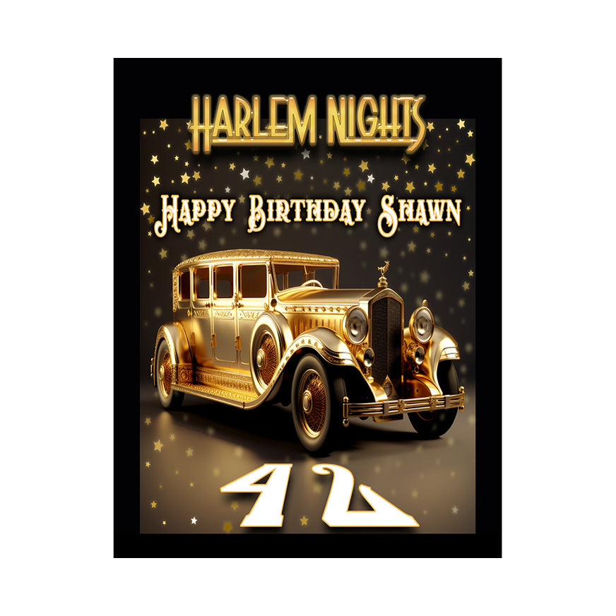 Harlem Nights Gold Vintage Car Birthday Backdrop 5.5x6.5