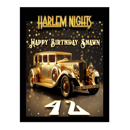 Harlem Nights Gold Vintage Car Birthday Backdrop Basic 6x8