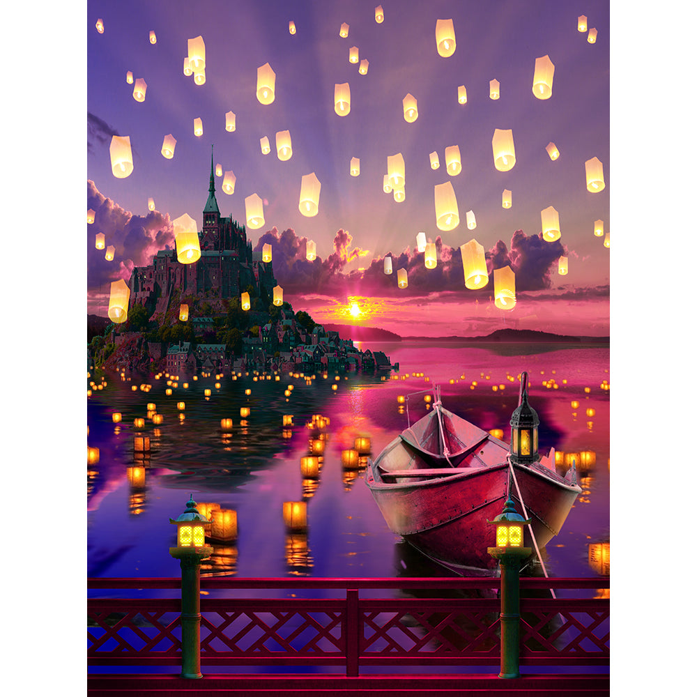 Floating Chinese Lanterns Photo Backdrop 8 x 10