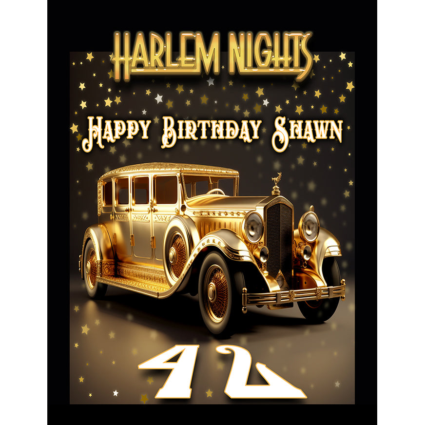 Harlem Nights Gold Vintage Car Birthday Backdrop Basic 8x10