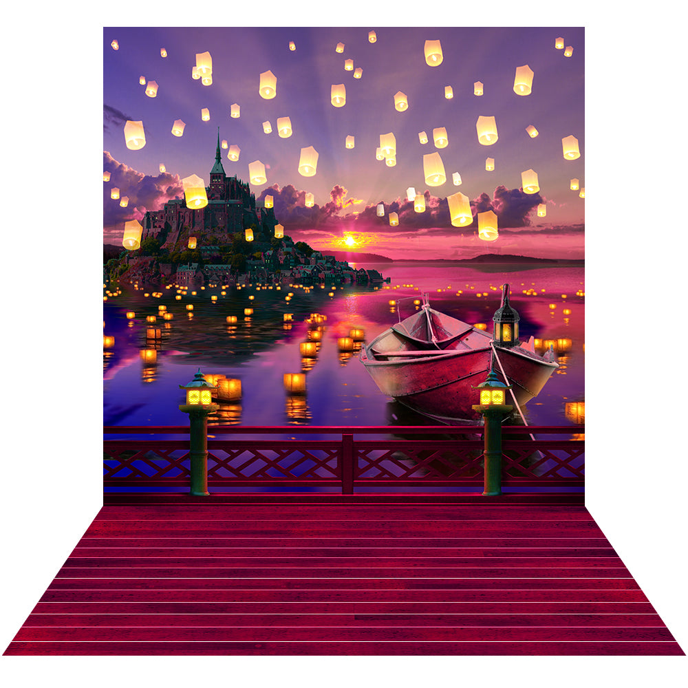 Floating Chinese Lanterns Photo Backdrop Basic 8x16