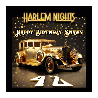 Harlem Nights Gold Vintage Car Birthday Backdrop Basic 8x8
