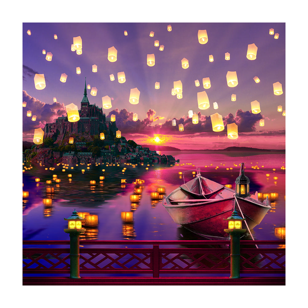 Floating Chinese Lanterns Photo Backdrop 8x8