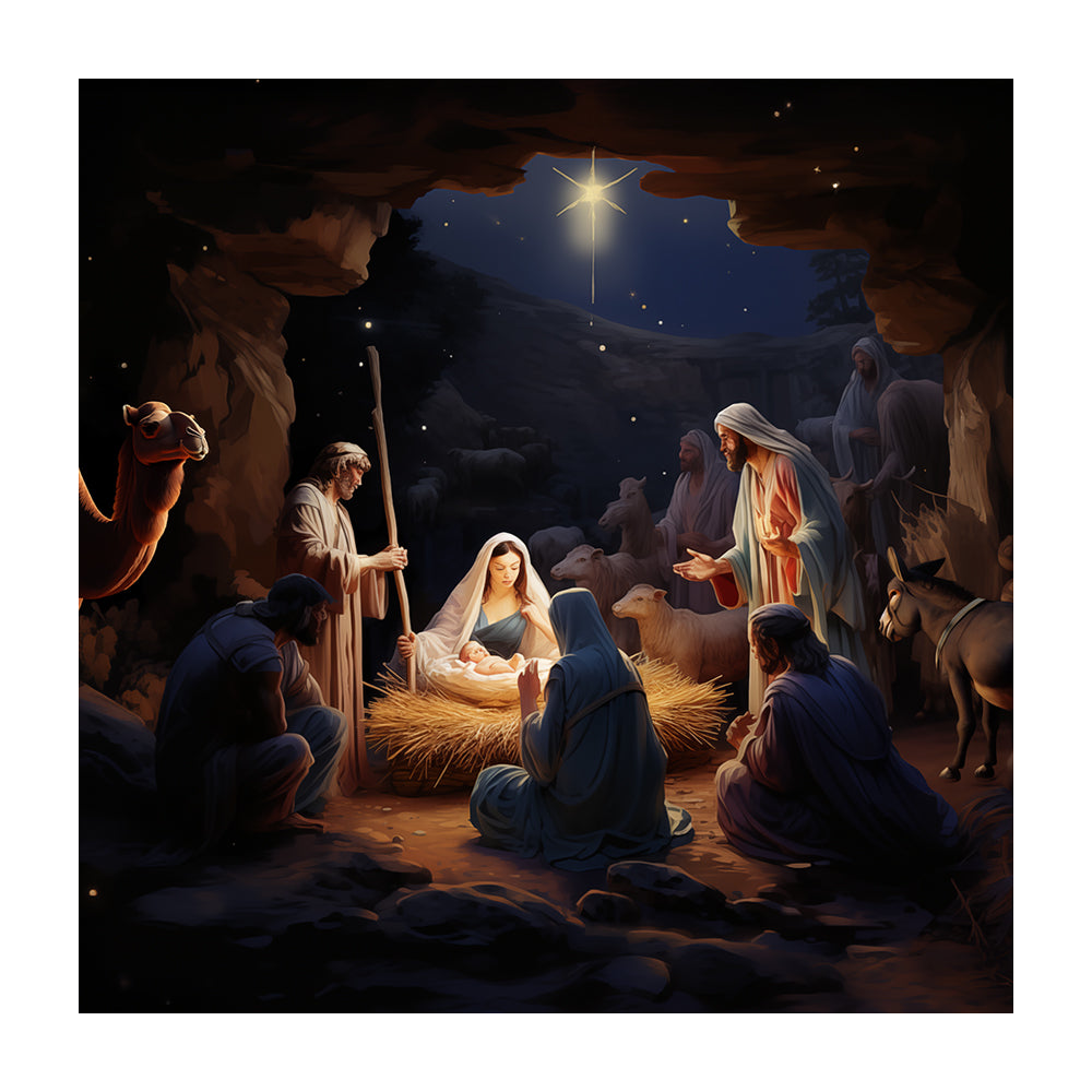 Nativity Scene Photo Backdrop basic 8x8