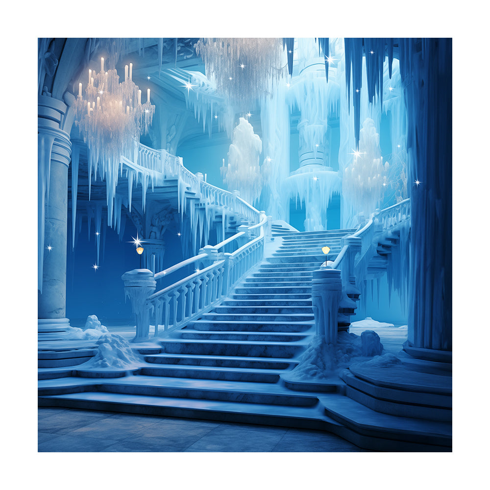 Elsa’s Frozen Castle Stairs Photo Backdrop Basic 8x8