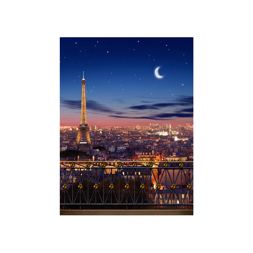 Eiffel Tower At Dusk Photo Backdrop Background Basic 4.4x5