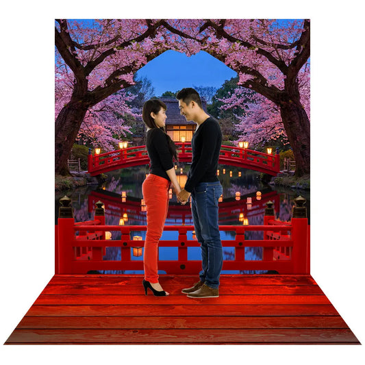 Cherry Blossom Backdrop, Asian Decor Fabric Background Alba Backgrounds