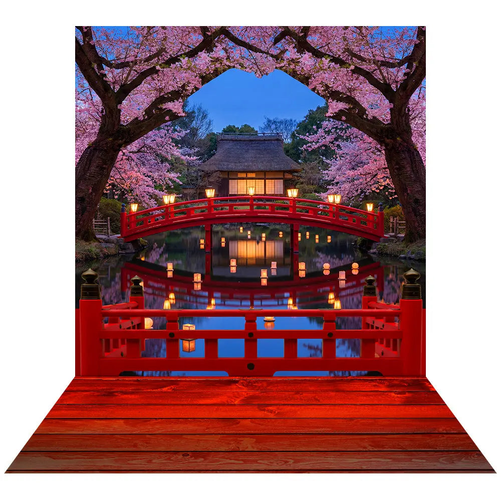 Cherry Blossom Backdrop, Asian Decor Fabric Background Alba Backgrounds