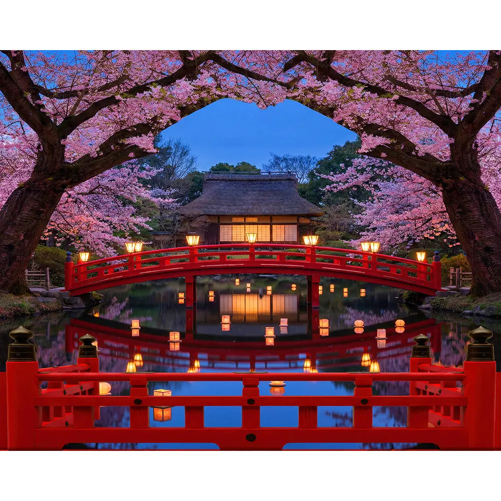 Cherry Blossom Backdrop, Asian Decor Fabric Background Alba Backgrounds