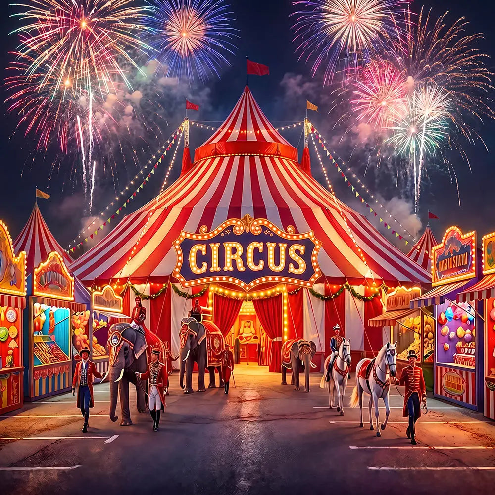 Circus Big Top Backdrop, Amusements, Side Shows, Fabric Background Alba Backgrounds