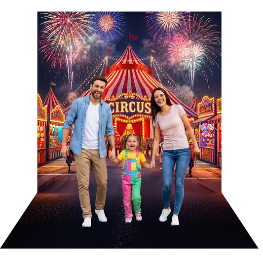 Circus Big Top Backdrop, Amusements, Side Shows, Fabric Background Alba Backgrounds