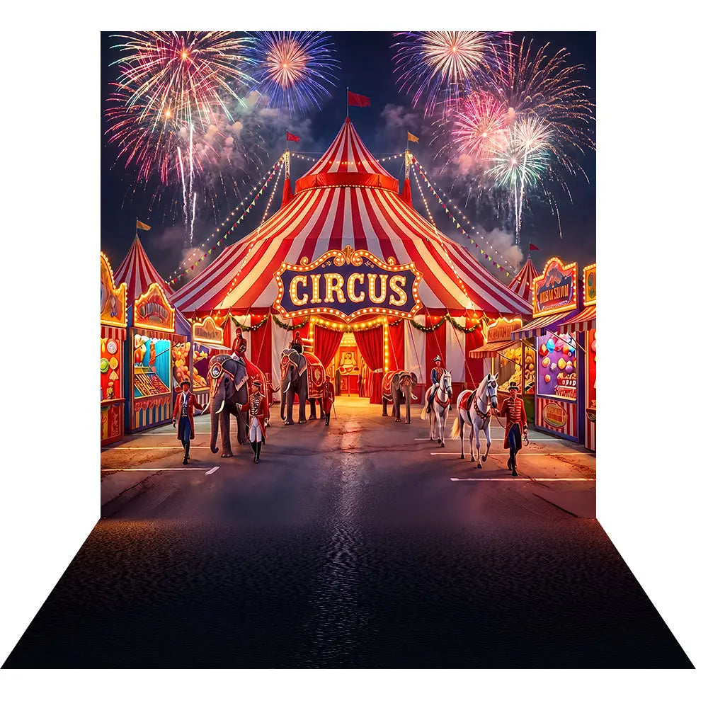 Circus Big Top Backdrop, Amusements, Side Shows, Fabric Background Alba Backgrounds