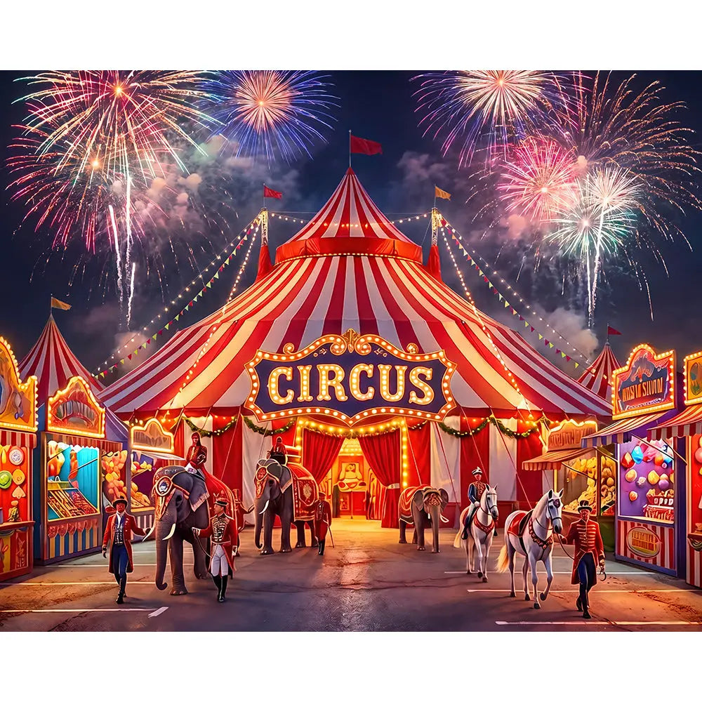 Circus Big Top Backdrop, Amusements, Side Shows, Fabric Background Alba Backgrounds