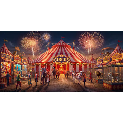 Circus Big Top Backdrop, Amusements, Side Shows, Fabric Background Alba Backgrounds