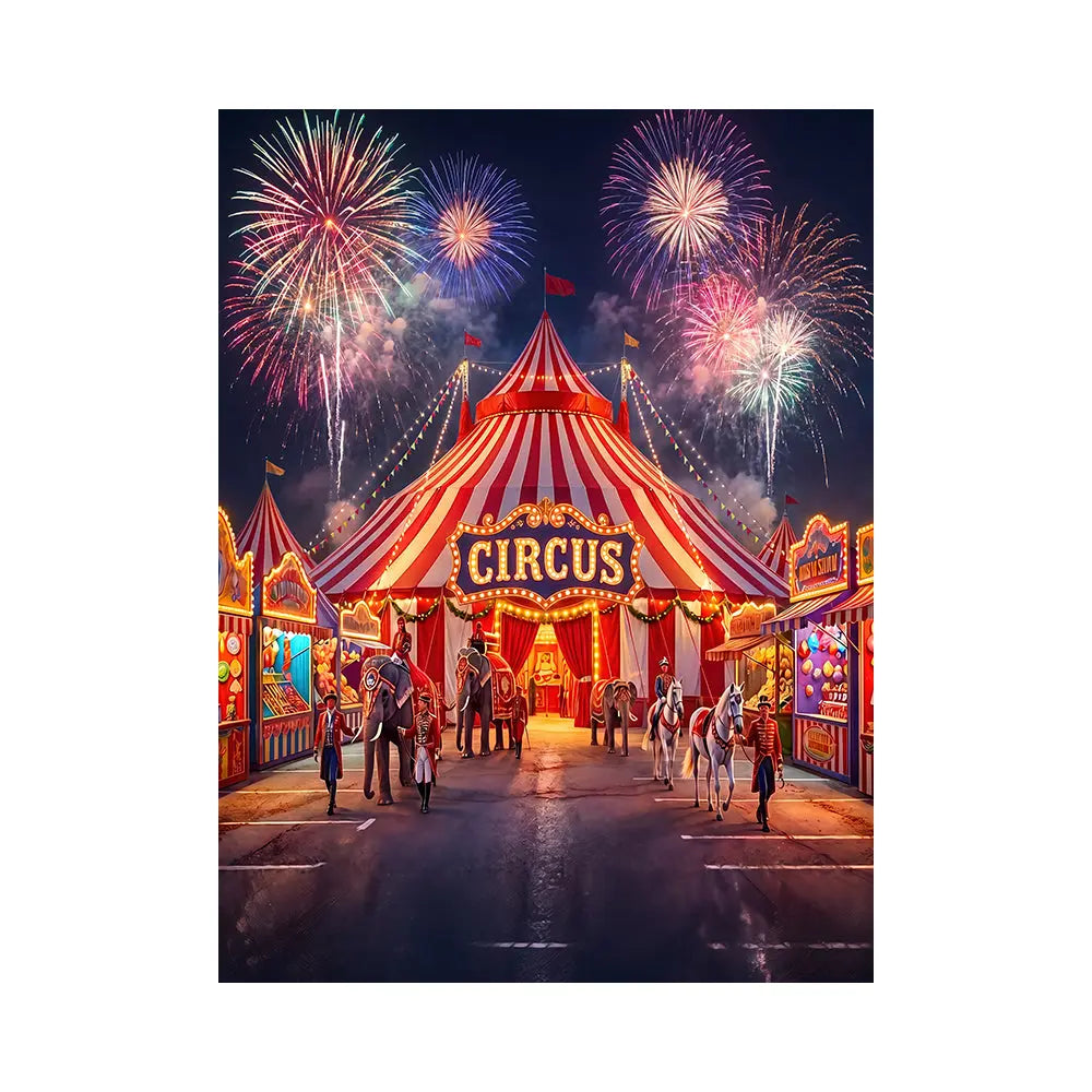 Circus Big Top Backdrop, Amusements, Side Shows, Fabric Background Alba Backgrounds