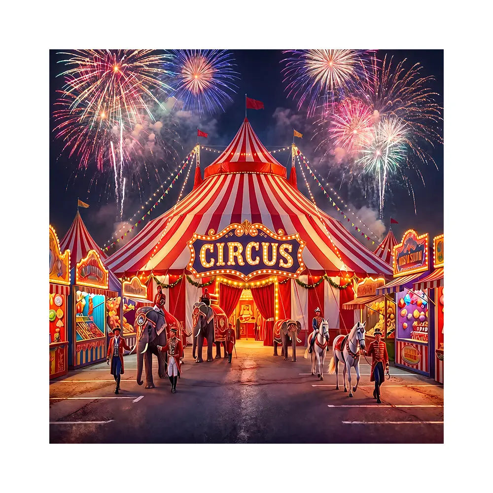 Circus Big Top Backdrop, Amusements, Side Shows, Fabric Background Alba Backgrounds